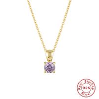 Simple Style Geometric Sterling Silver Plating Zircon Pendant Necklace sku image 3