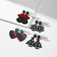 1 Pair Fashion Christmas Tree Santa Claus Inlay Cloth Rhinestones Drop Earrings main image 4