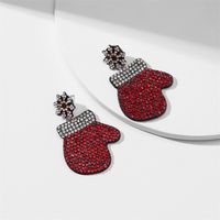 1 Pair Fashion Christmas Tree Santa Claus Inlay Cloth Rhinestones Drop Earrings sku image 2