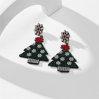 1 Pair Fashion Christmas Tree Santa Claus Inlay Cloth Rhinestones Drop Earrings sku image 1