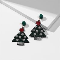 1 Pair Fashion Christmas Tree Santa Claus Inlay Cloth Rhinestones Drop Earrings sku image 5