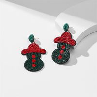 1 Pair Fashion Christmas Tree Santa Claus Inlay Cloth Rhinestones Drop Earrings sku image 6