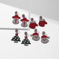 1 Paar Mode Weihnachtsbaum Weihnachtsmann Inlay Tuch Strasssteine Tropfenohrringe main image 3