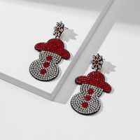 1 Pair Fashion Christmas Tree Santa Claus Inlay Cloth Rhinestones Drop Earrings sku image 8