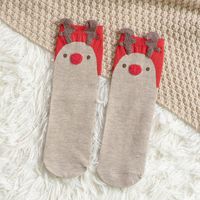 Women's Cute Stripe Elk Cotton Jacquard Ankle Socks 1 Set sku image 2