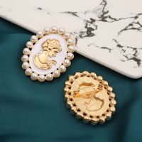 Fashion Portrait Alloy Enamel Artificial Pearls Unisex Brooches main image 3