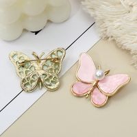 Mode Papillon Alliage Placage Perles Artificielles Femmes Broches main image 4