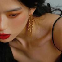 Fashion Geometric Copper Tassel Rhinestones Women's Drop Earrings 1 Pair main image 4