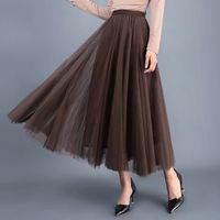 Spring Autumn Fashion Solid Color Polyester Regular Fit Maxi Long Dress Skirts main image 5