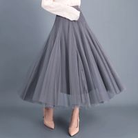 Spring Autumn Fashion Solid Color Polyester Regular Fit Maxi Long Dress Skirts main image 6
