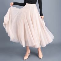 Spring Autumn Fashion Solid Color Polyester Regular Fit Maxi Long Dress Skirts main image 3