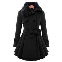 Women's Fashion Solid Color Double Breasted Woolen Coat main image 5