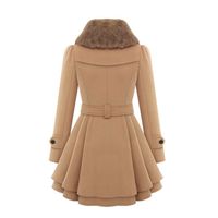 Women's Fashion Solid Color Double Breasted Woolen Coat main image 4