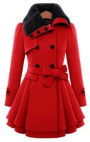 Women's Fashion Solid Color Double Breasted Woolen Coat main image 3