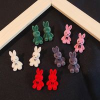 Cute Rabbit Flocking Women's Earrings 1 Pair main image 5