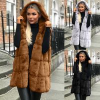 Femmes Mode Couleur Unie Peluche Patte Faux Gilet De Fourrure main image 6