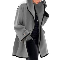 Women's Fashion Solid Color Patchwork Single Breasted Coat Woolen Coat main image 5