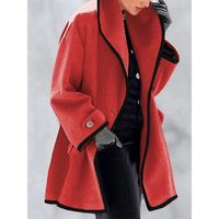 Women's Fashion Solid Color Patchwork Single Breasted Coat Woolen Coat main image 4