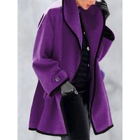 Women's Fashion Solid Color Patchwork Single Breasted Coat Woolen Coat main image 2