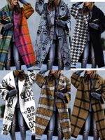 Women's Fashion Plaid Printing Placket Coat Woolen Coat main image 1