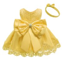 Princess Solid Color Bow Knot Polyester Girls Dresses main image 4