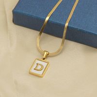 Fashion Letter Titanium Steel Plating Inlay Shell Pendant Necklace main image 5