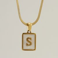 Fashion Letter Titanium Steel Plating Inlay Shell Pendant Necklace sku image 19