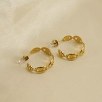 1 Pair Fashion C Shape Plating Titanium Steel Hoop Earrings main image 1