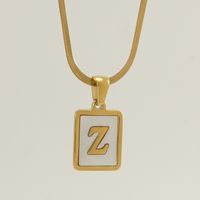 Fashion Letter Titanium Steel Plating Inlay Shell Pendant Necklace sku image 26