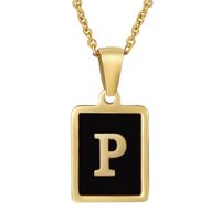 Fashion Letter Square Stainless Steel Titanium Steel Plating Pendant Necklace 1 Piece sku image 15