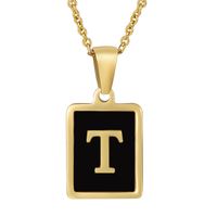 Fashion Letter Square Stainless Steel Titanium Steel Plating Pendant Necklace 1 Piece sku image 18