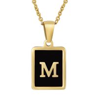 Fashion Letter Square Stainless Steel Titanium Steel Plating Pendant Necklace 1 Piece sku image 12