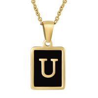 Fashion Letter Square Stainless Steel Titanium Steel Plating Pendant Necklace 1 Piece sku image 19
