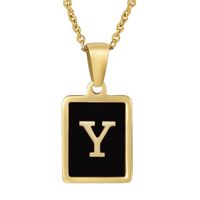 Fashion Letter Square Stainless Steel Titanium Steel Plating Pendant Necklace 1 Piece sku image 23