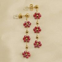304 Stainless Steel Artificial Crystal 18K Gold Plated Vacation Sweet Plating Flower Earrings Necklace main image 2