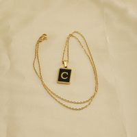Fashion Letter Square Stainless Steel Titanium Steel Plating Pendant Necklace 1 Piece main image 3