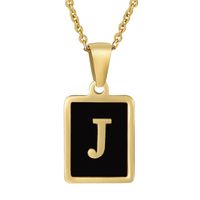 Fashion Letter Square Stainless Steel Titanium Steel Plating Pendant Necklace 1 Piece sku image 9