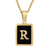 Fashion Letter Square Stainless Steel Titanium Steel Plating Pendant Necklace 1 Piece sku image 17