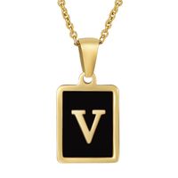 Fashion Letter Square Stainless Steel Titanium Steel Plating Pendant Necklace 1 Piece sku image 20