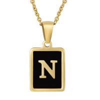 Fashion Letter Square Stainless Steel Titanium Steel Plating Pendant Necklace 1 Piece sku image 13