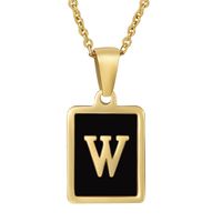 Fashion Letter Square Stainless Steel Titanium Steel Plating Pendant Necklace 1 Piece sku image 21