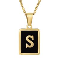 Fashion Letter Square Stainless Steel Titanium Steel Plating Pendant Necklace 1 Piece sku image 26