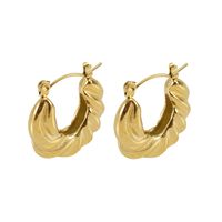 Mode Forme En U Acier Au Titane Placage Boucles D'oreilles Cerceau 1 Paire sku image 2