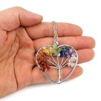 Fashion Tree Heart Shape Artificial Crystal Copper Beaded Hollow Out Pendant Necklace 1 Piece main image 5