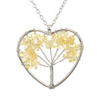 Fashion Tree Heart Shape Artificial Crystal Copper Beaded Hollow Out Pendant Necklace 1 Piece sku image 5