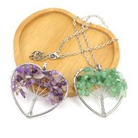 Mode Baum Herzform Künstlicher Kristall Kupfer Perlen Aushöhlen Halskette Mit Anhänger 1 Stück main image 4