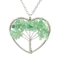 Fashion Tree Heart Shape Artificial Crystal Copper Beaded Hollow Out Pendant Necklace 1 Piece sku image 2