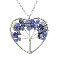 Fashion Tree Heart Shape Artificial Crystal Copper Beaded Hollow Out Pendant Necklace 1 Piece sku image 3