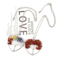 Fashion Tree Heart Shape Artificial Crystal Copper Beaded Hollow Out Pendant Necklace 1 Piece main image 3