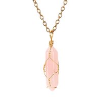 Simple Style Hexagon Prism Natural Stone Copper Handmade Pendant Necklace 1 Piece sku image 1